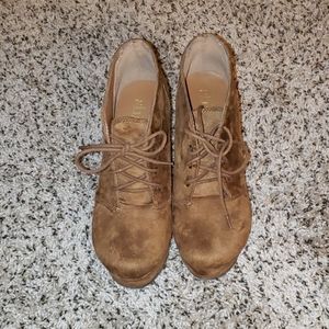 SHI BY JOURNEYS SUEDE BROWN WEDGE BOOTIES